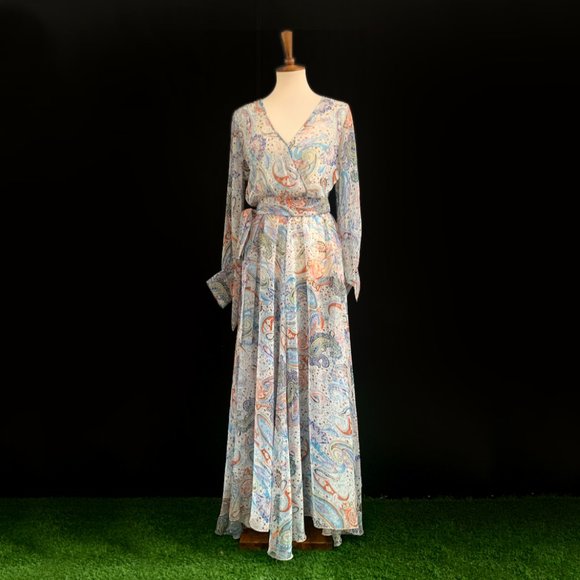Sky Zone Exchange Dresses & Skirts - Sky Zone Exchange | Paisley Print Long Sleeve Maxi Wrap Dress | NWT